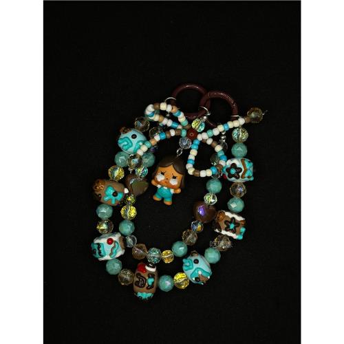 crybaby哭娃萌粒哭娃手機鏈手繪珠DIY可愛鑰匙扣包包掛件禮物