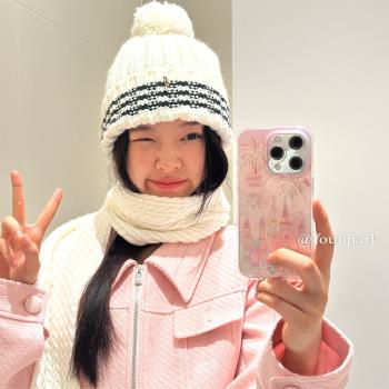由裡公園ins甜美少女粉色夢幻煙花城堡15適用16pro蘋果16ProMax手機殼iPhone16全包12新款14Promax保護套13軟