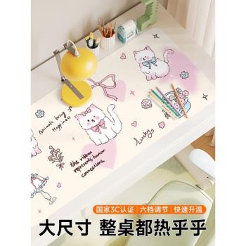可愛貓咪暖書桌墊女生高顏值可愛超大發熱暖桌墊卡通辦公室書桌學生桌面電腦墊滑鼠墊電熱板暖手桌墊加熱墊子