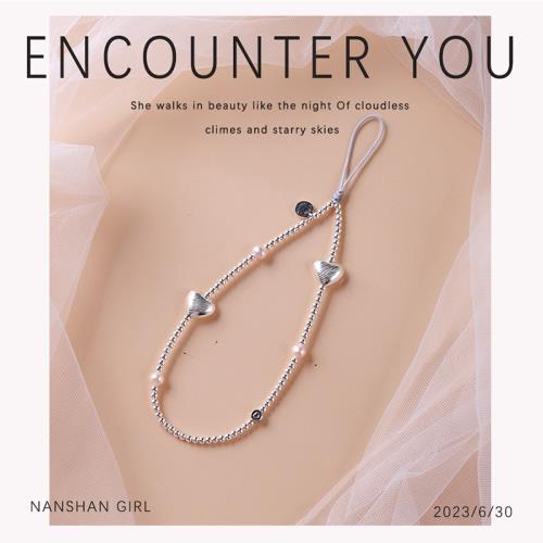 |邂逅|ins風小眾設計清冷感手機掛鏈掛繩愛心甜酷辣妹風925純銀珠