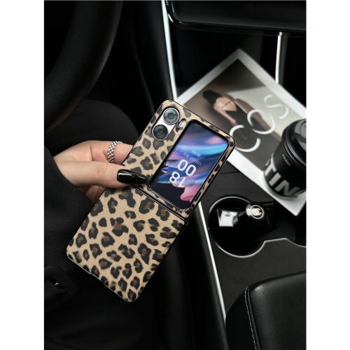 適用于OPPOfindn2flip手機殼新款findn3flip小折疊保護套n2flip真皮超薄全包防摔外殼oppo個性歐美豹紋ins風