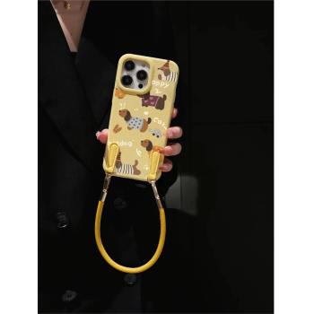 適用蘋果16手機殼秋冬新款iphone16promax臘腸狗15plus小眾高階感14Pro女款可愛13pm手繩手鏈12防摔11軟殼lv
