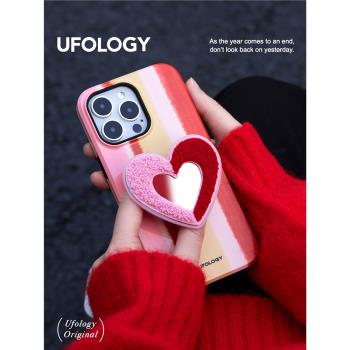 Ufology原創新年適用iphone14promax手機殼鏡子蘋果13條紋12韓國菲林二合一11粉紅16小眾xsmaxr新款潮15pro
