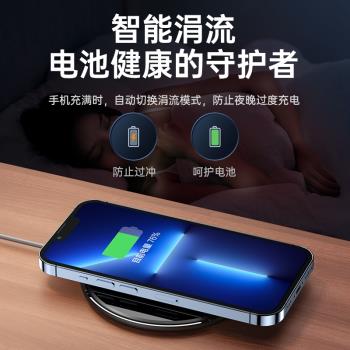 無線充電器適用三星s23ultra安卓手機30w快充通用zflip6超薄鋁合金金屬圓盤底座