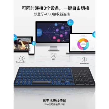 輕薄雙模多系統無線藍牙鍵盤手機平板電腦觸摸鼠標數字2合1觸控板