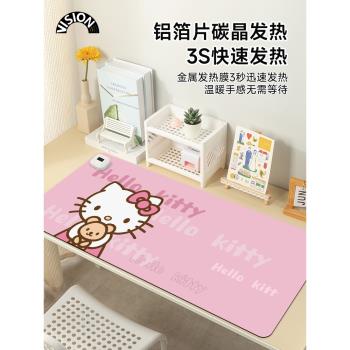 卡通小貓加熱鼠標墊超大發熱暖桌墊辦公室墊子桌面電腦鍵盤電熱板暖手桌墊