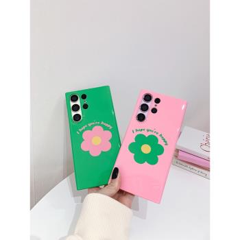 適用三星S23Ultra手機殼note20全包22+韓國菲林二合一女款小眾清新ins花朵綠粉10plus防摔保護套外硬高階新品
