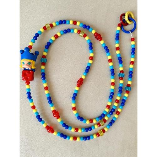 泡泡瑪特手機鏈坐姿萌粒哭娃labubu串珠鏈條掛鏈長款手機斜挎掛繩