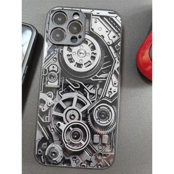 蘋果15promax手機殼適用iphone16機械風小米男士新款14玻璃13高階12全包個性xsmax保護套7/8潮牌x/xr電路齒輪