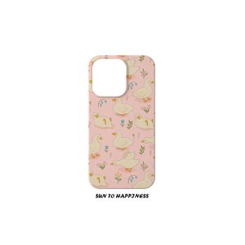 日韓可愛粉色柯爾鴨萌寵適用蘋果15PROMAX菲林手機殼IPHONE16PLUS/13/14卡通小清新二合一矽膠防摔保護全包邊