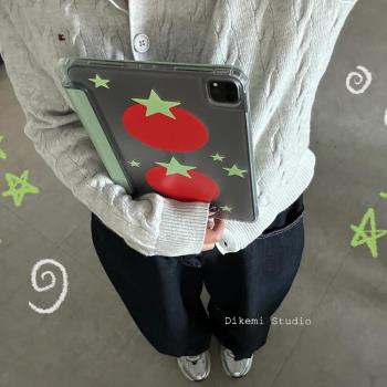 韓國ins小眾設計五角星番茄帶筆槽ipad2025平板電腦保護殼支架air4/5/6/7適用蘋果ipad11保護皮套防摔軟殼