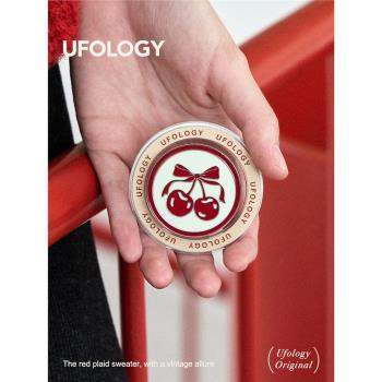 Ufology原創手機磁吸支架支援magsafe桌面新款氣囊琺瑯櫻桃ins