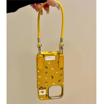 適用蘋果16手機殼新款女iphone16promax秋冬小羊皮15plus小眾高階感14Pro手繩手鏈13pm不撞款12防摔11軟殼lv