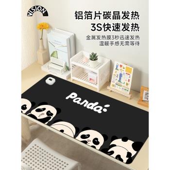 可愛熊貓加熱鼠標墊超大發熱暖桌墊辦公室墊子桌面電腦鍵盤電熱板暖手桌墊