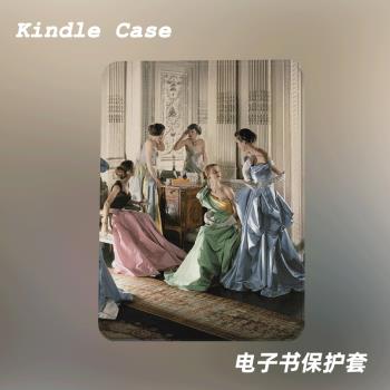 歐美油畫適用kindle7代電子書保護套kpw123軟殼958全包防摔帶休眠