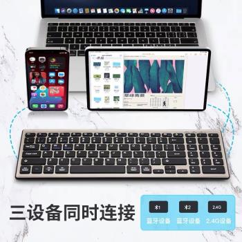 臺式電腦無線168兩鍵區2.4G接收器+雙藍牙鍵盤平板電腦外接鍵盤