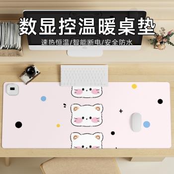 電腦暖桌墊恆溫定時桌面滑鼠暖手寶學生學習寫字發熱保暖防水皮革墊多檔調節冬季加熱鼠標墊辦公室大號防凍手