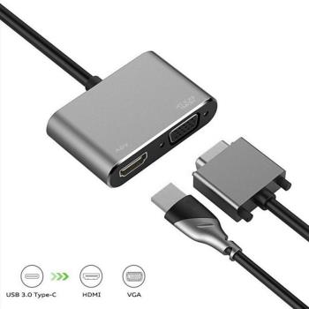 Type-C轉HDMI/VGA二合一高畫質轉換器支援4K筆記本手機USB-C擴充套件塢