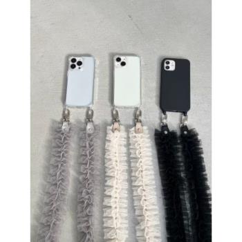 日系夏季限定透明感網紗背帶手機
