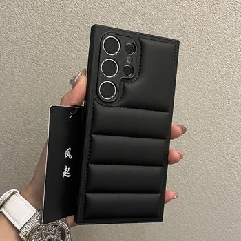 【黑色羽絨服】個性潮牌適用於三星s24ultra手機殼新款GalaxyS24+/s23u商務高檔s23/22ultra防摔保護套男女款