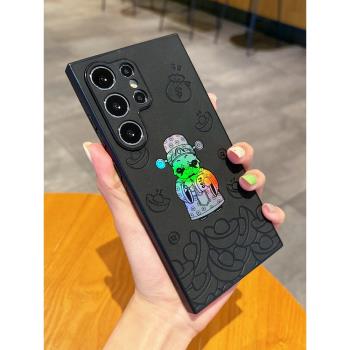 翻毛皮鐳射財神爺適用三星S25ultra手機殼新款s23ultra高階感S24+防摔s22plus漸變GalaxyS23潮男女S25+保護套