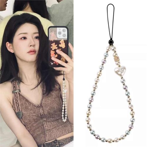 趙露思同款落霞珍珠手機鏈女2025新款暮夜珍珠典雅高級感短款掛鏈