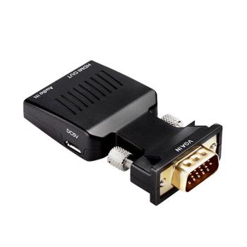 西笛VGA轉HDMI轉換器帶3.5mm音訊同步機頂盒電腦電視投影儀轉接頭