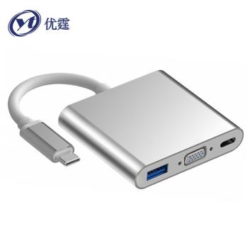 優霆Type-c擴充套件塢轉接HDMI+USB或手機筆記本USB3.1-C轉VGA+PD顯示