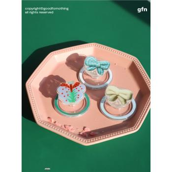 goodfornothing一無是處原創蝴蝶結手機磁吸支架條紋手機殼適用蘋果15pro伸縮氣囊15promax