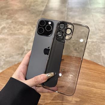 雲寅適用於蘋果16promax手機殼透黑色新款iPhone16plus自帶鏡頭膜15全包防摔14透明簡約13高階感12情侶男女硬