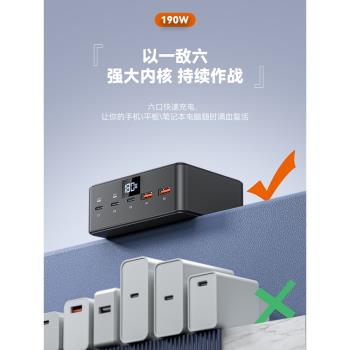 桌面充電站氮化鎵多口USB無線充電器190W大功率TypeC插頭PD100W閃充筆記本手機平板通用電源插座多孔快充頭