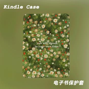 花綠油畫適用kindle7代電子書保護套kpw123軟殼958全包防摔帶休眠