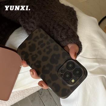 YUNXI韓風ins復古個性豹紋適用iPhone15promax蘋果16手機殼15小眾12潮牌14Pro少女13Promax全包邊11矽膠軟殼
