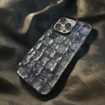 立體黑色水塊適用蘋果16Pro手機殼iPhone15Promax高階感14Promax硬殼13小眾11黑邊12防摔16保護套15網紅ins