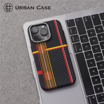 Urban Case十字紋碳纖維紋水貼浮雕磁吸適用於iPhone16promax手機殼蘋果15pro保護套硬殼磨砂輕薄個性