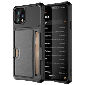蘋果11ProMax手機殼可插卡放卡零錢創意卡槽皮套全包邊防摔iPhone11保護套12/13/14/15/16公交門禁銀行卡商務