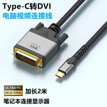 Type-C轉DVI影片線適用於蘋果Macbook pro air筆記本電腦連線顯示器投影儀VGA轉換器2020/2024款M1/M2/M3通用