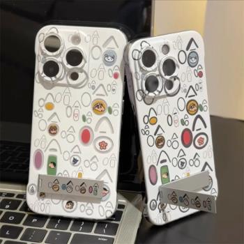 蠟筆小新適用蘋果16手機殼2024新款iPhone16pro套ip15的14帶支架13超火12情侶11高階感16promax女plus外十六