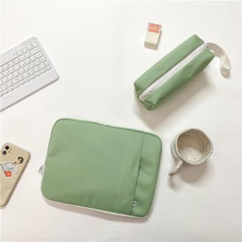 手提筆記本電腦包純色平板內膽包時尚簡約iPad保護套拉鏈收納袋