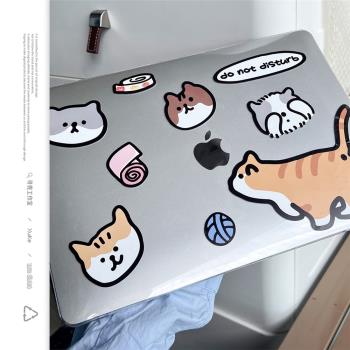 尋殼【水晶透明硬殼】適用可愛貓咪蘋果macbookair保護殼筆記本2024款電腦pro套14寸13簡約airm2M1配件6mb5女
