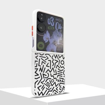 梵柔 適用小米mixflip手機殼素皮新款XIAOMI金屬按鍵5g折疊保護套MIX FLIP超薄散熱硬殼個性彩繪塗鴉高級感