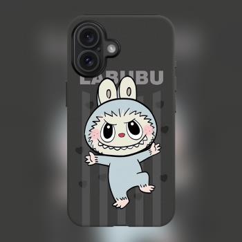 瑪特潮玩新款16plus森林精靈LABUBU適用iPhone15Promax蘋果手機殼14防摔套13磨砂卡通拉布布磁吸Magsafe黑色