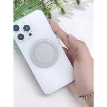ins風圓形手機氣囊滴膠磁吸底盤通用手機裝飾創意秋冬新款圓盤