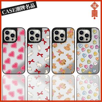 CASE小熊小兔愛心適用iPhone16Pro蘋果15Promax手機殼12鏡面13潮牌14防摔套15Pro個性16Promax女款Plus可磁吸