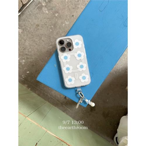 The earth room 清冷系小藍花磨砂雙層印花imd磁吸殼 蘋果手機殼