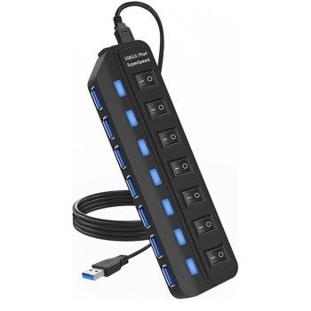 電腦USB3.0 擴展器 7口高速USB3.0 HUB分線器帶獨立控制開關
