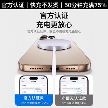 適用蘋果magsafe無線充電器iphone16pro原20w快充頭套裝pd磁吸15超薄14/13/12吸盤max配件plus正usb品桌面15w