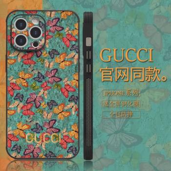 大牌奢華復古蝴蝶G家適用iPhone16Promax手機殼皮質蘋果15Pro高階感13Pro防摔14Promax全包15Promax女12輕奢