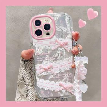 後勤高階&小眾蕾絲蝴蝶羽紗新款個性適用於iphone16 pro max手機殼蘋果15/14/13/12矽膠防摔全包創意軟殼簡約
