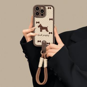 適用蘋果16手機殼新款iphone16promax秋冬小羊皮15plus女款輕奢14Pro手繩手鏈13pm小眾高階感12防摔11軟殼lv